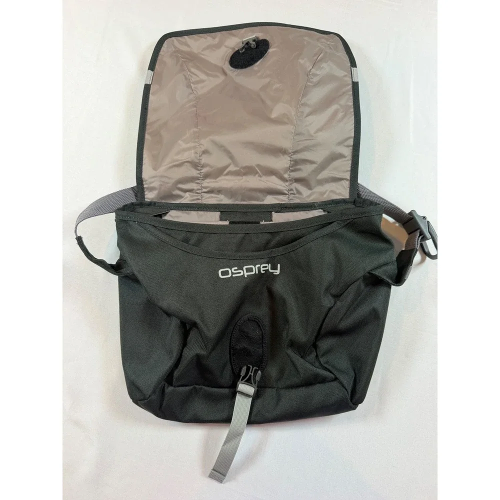 Osprey Backwoods Flap Messenger Bag Black Crossbody Shoulder Bag Strap Logo